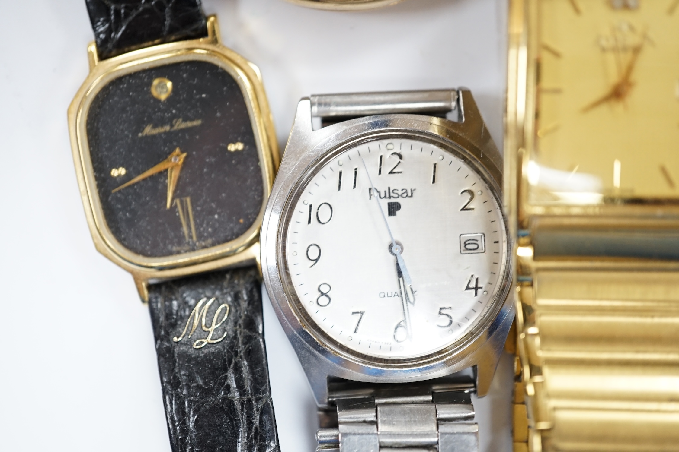 A small group of assorted wrist and pocket watches including a gold plated hunter and a Roamer - Image 4 of 7