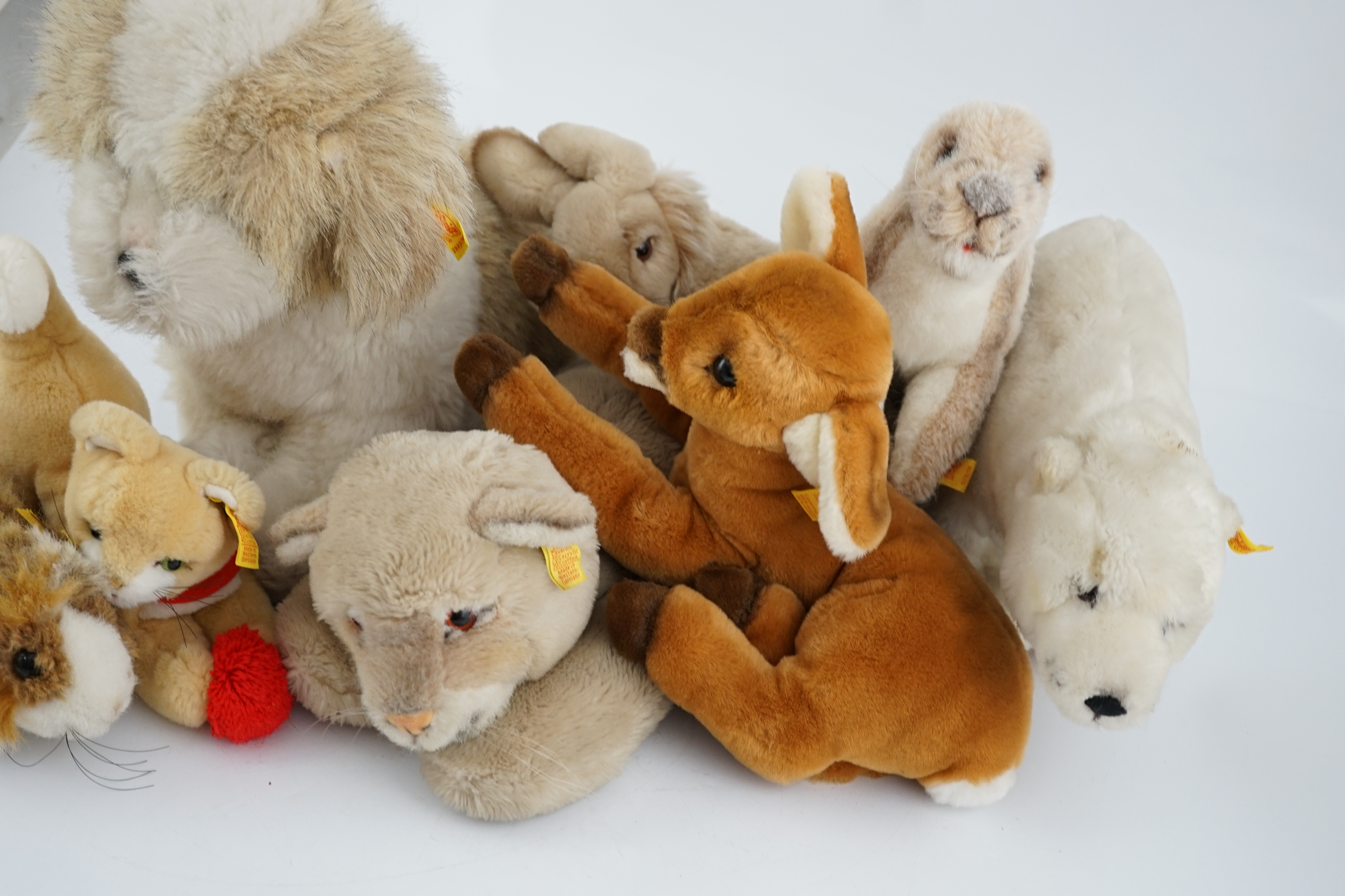 Ten assorted Steiff yellow tag animals, two yellow tag bears, together with Steiff catalogues - Image 7 of 14