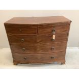 A Regency mahogany bowfront chest, width 106cm, depth 57cm, height 90cm