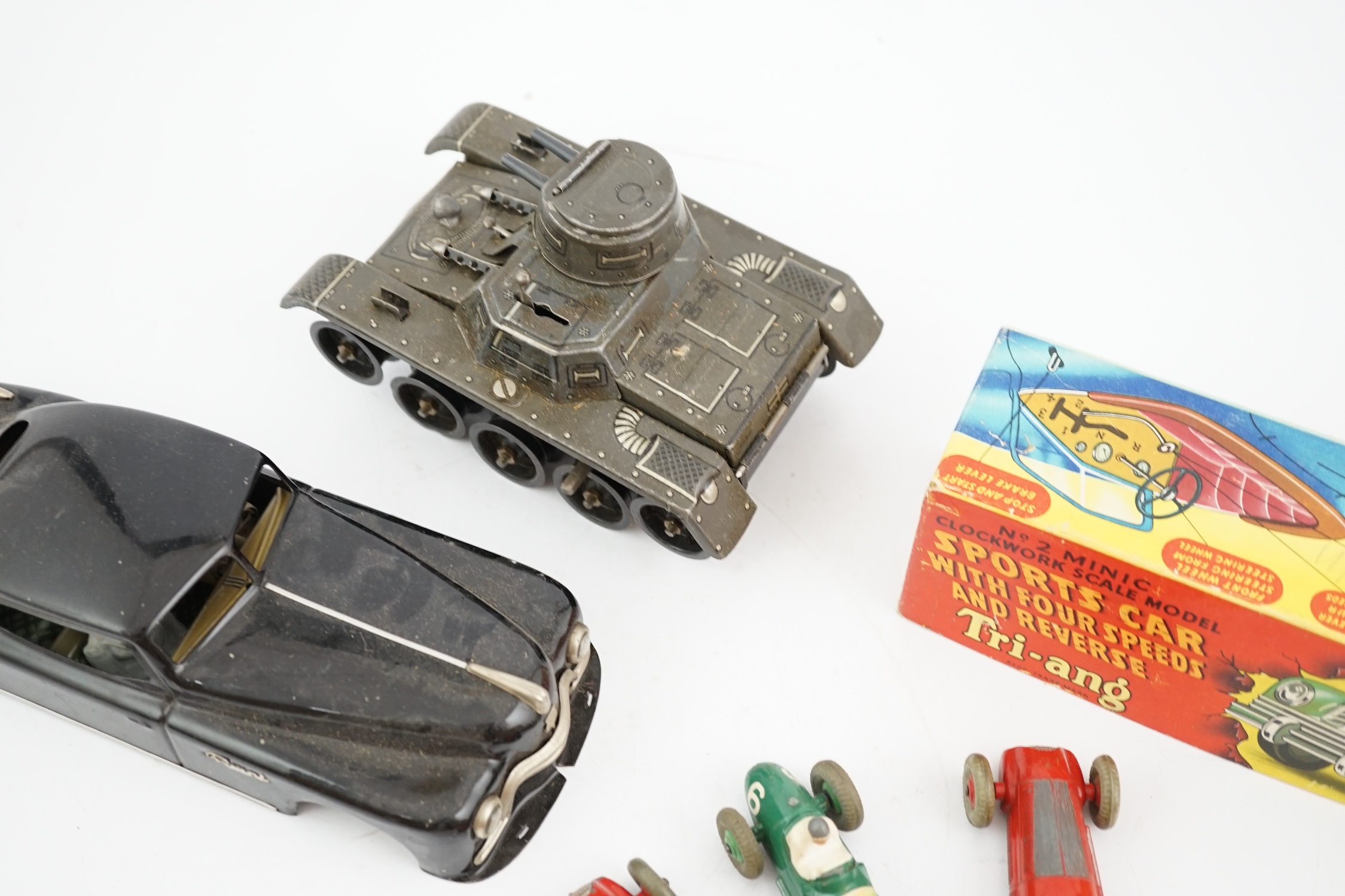 Eleven tinplate and diecast vehicles by Dinky Toys, Tri-ang, Gama, etc., including a Primal Arnold - Image 9 of 10