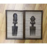 A pair of framed Ashanti combs