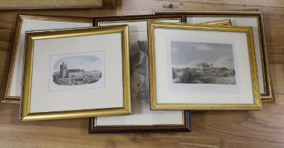 Nine 19th century engravings and prints of Brighton views, some hand coloured including, ‘Entrance