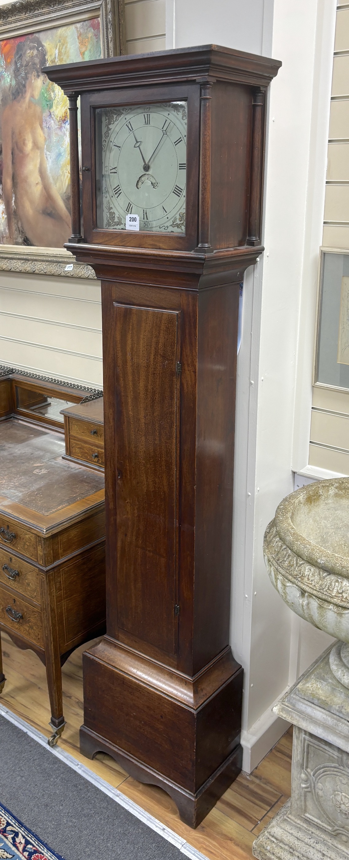 An early 19th century mahogany thirty hour longcase clock, height 191cm - Image 2 of 2