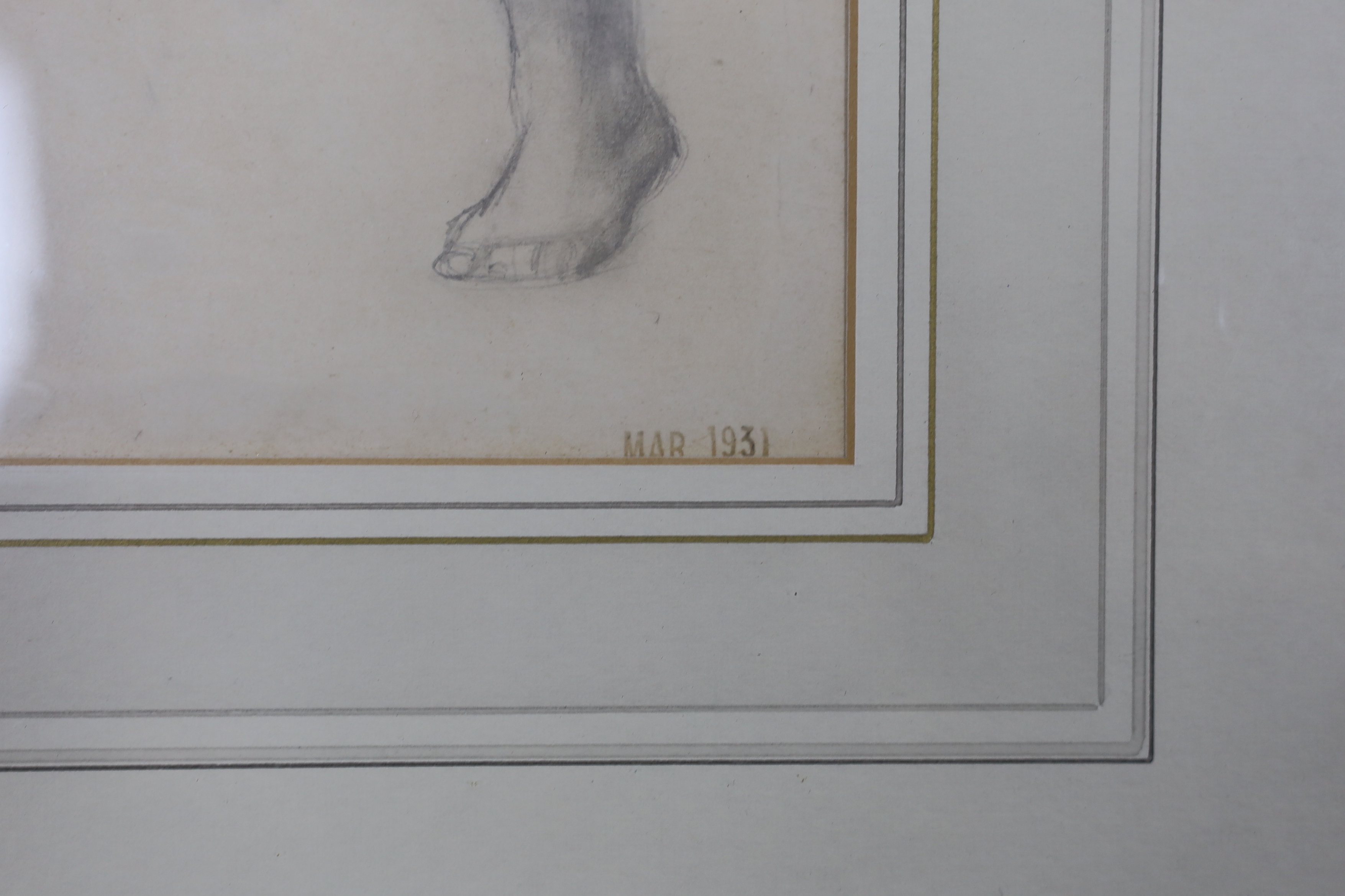 John Frye Bourne (1912-1991), pencil sketch, Nude study, unsigned, stamped Mar 1931, details - Image 3 of 4