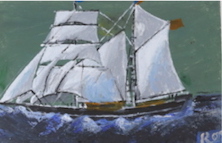 Roy Davey (Cornish, b.1946), oil, Sailing ship at sea, signed, 19 x 29cm