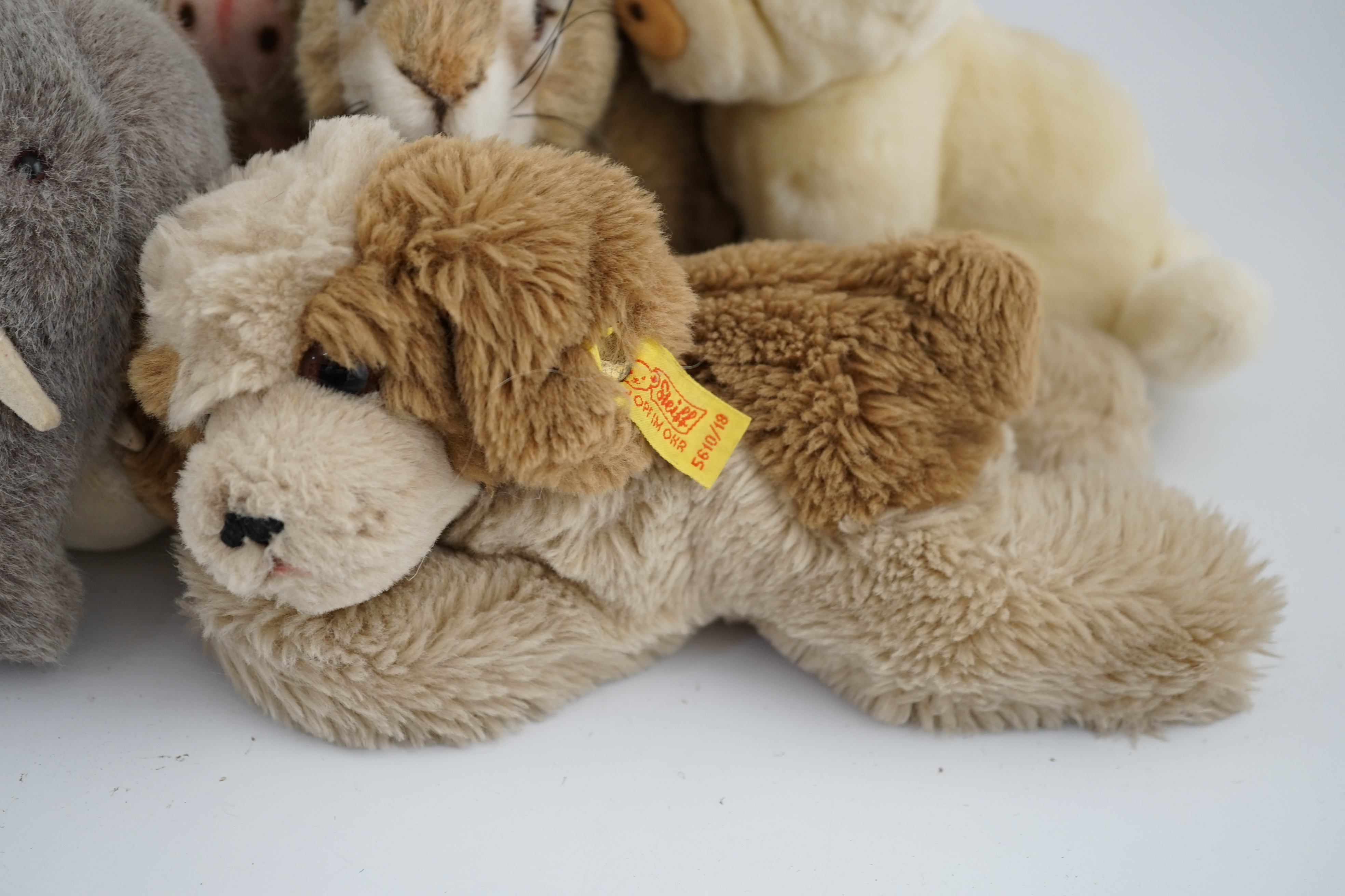 A large size Steiff yellow tag leopard, eight yellow tag animals, a Steiff button in the ear book - Image 3 of 16