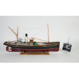 A kit-built Maxwell Hemmens pond yacht style live steam model of a herring drifter, LT210, 120cm