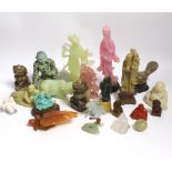 A quantity of Chinese hardstone and resin carvings