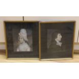 Regency School, pair of pastels, Portraits of John and Betty Hunt, (Nee Hall), each with ink