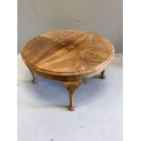 A Queen Anne revival walnut circular coffee table, diameter 80cm, height 40cm