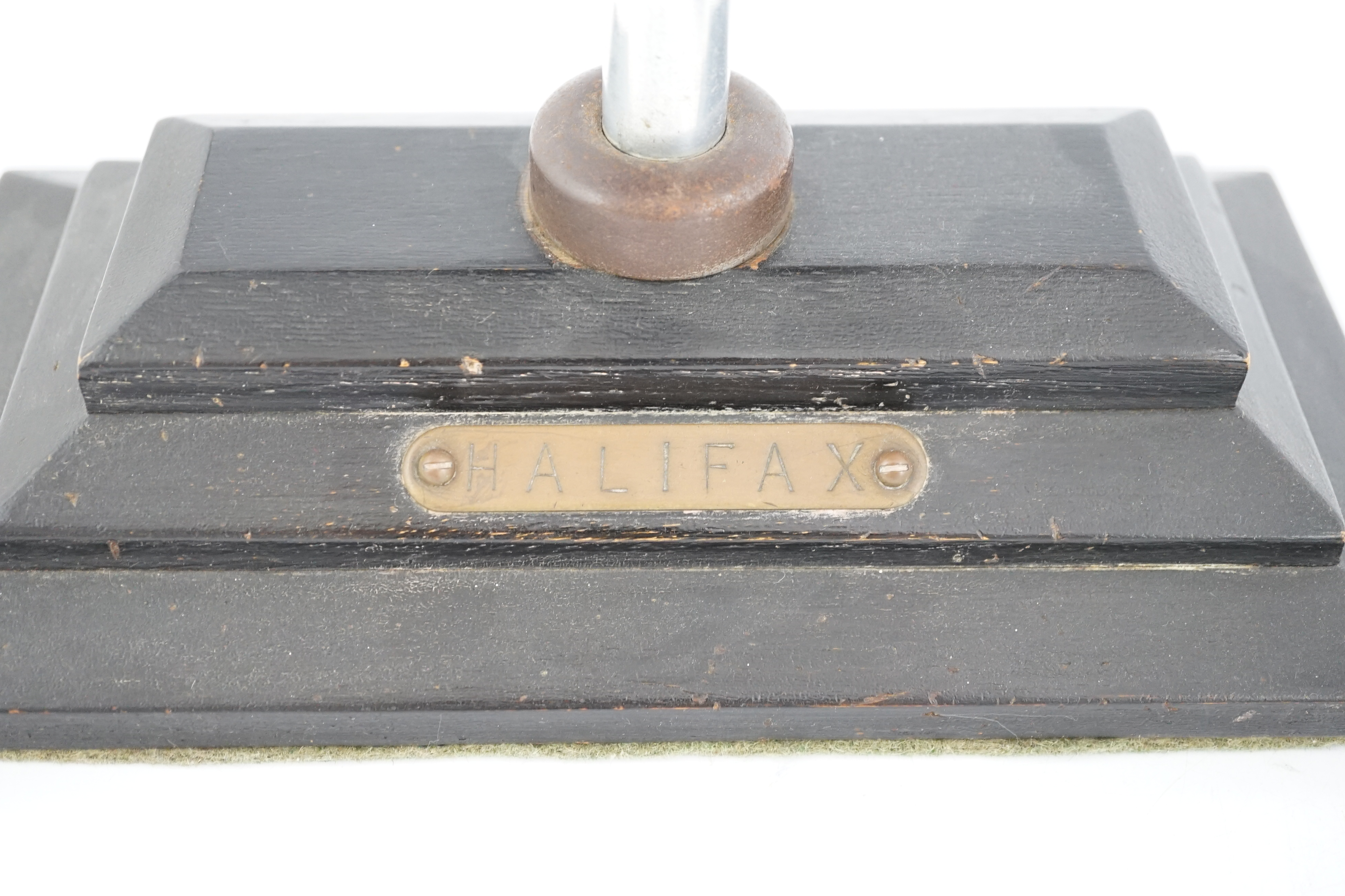 Two cast aluminium military aircraft models mounted on stepped wooden bases; a Halifax bomber, - Image 3 of 6