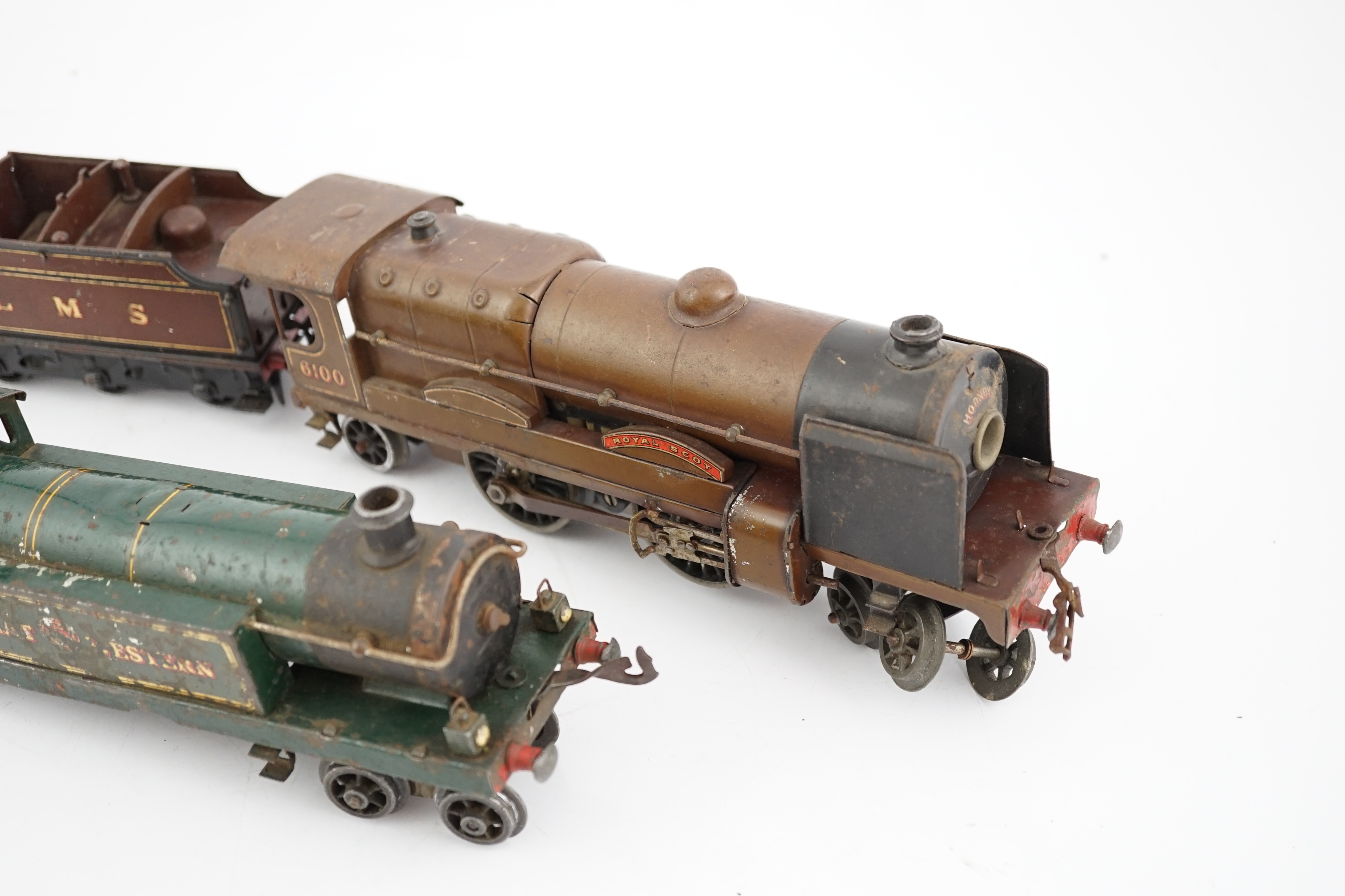 Two Hornby Series 0 gauge tinplate locomotives for 3-rail running; an LMS 4-4-2, Royal Scot 6100, - Image 4 of 9