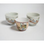 Three Chinese enamelled porcelain tea bowls, largest 5cm high