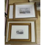 Four 19th century engravings and prints of Brighton Piers, some hand coloured including, ‘Chain Pier