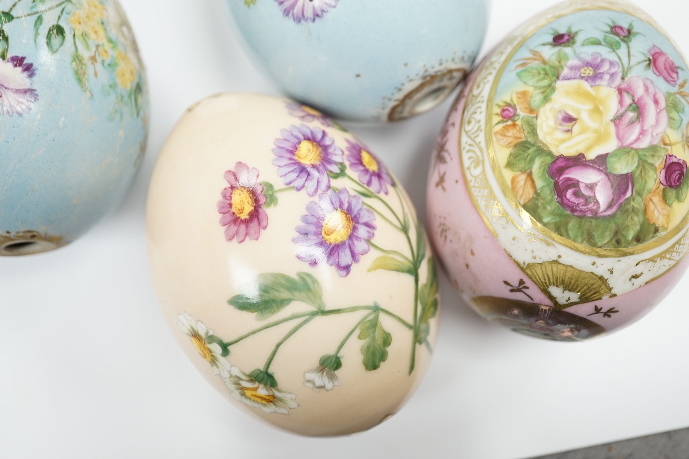 Four Russian porcelain Easter eggs, 19th century, 11cm high - Image 5 of 5