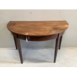 A George III mahogany D end table section, width 119cm, depth 66cm, height 72cm