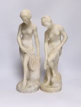 A pair of early 20th century Italian alabaster figures, 38cm