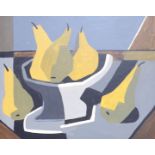 Cubist style, oil on board, Still life of pears in a bowl, unsigned, 27 x 35cm