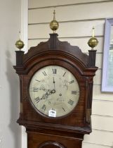 An early 19th century mahogany eight day longcase clock, with silvered dial, marked Joseph Moxon,