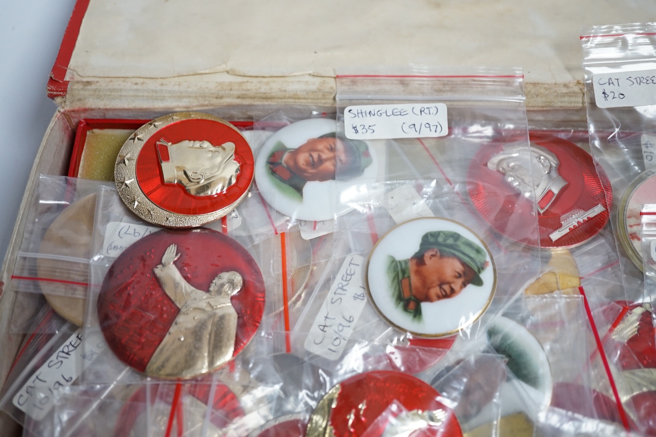 A collection of forty one Chinese Mao Zedong badges and a box - Image 3 of 3