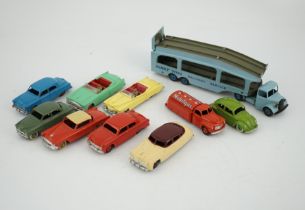 Twenty-seven Dinky Toys and French Dinky Toys, together with other diecast vehicles by Spot-On,