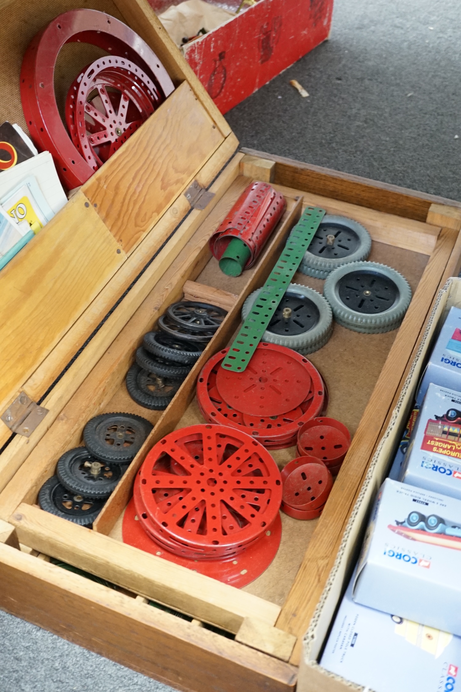 A collection of early Meccano components, mainly from the red and green period, comprising of some - Image 3 of 4