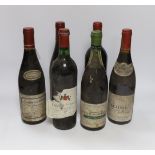 Six bottles of red wine including two bottles of Savigny Les Beaune 1997