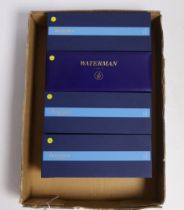 Eight boxed Waterman pens; three Expert Rollerball pens, a Hemisphere Ballpoint pen, an Expert