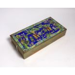A 20th century Chinese enamelled brass box, 24cm wide, 12.5cm deep