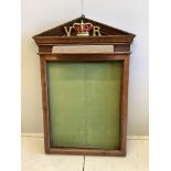 A Victorian style oak and mahogany notice board, width 65cm, height 97cm