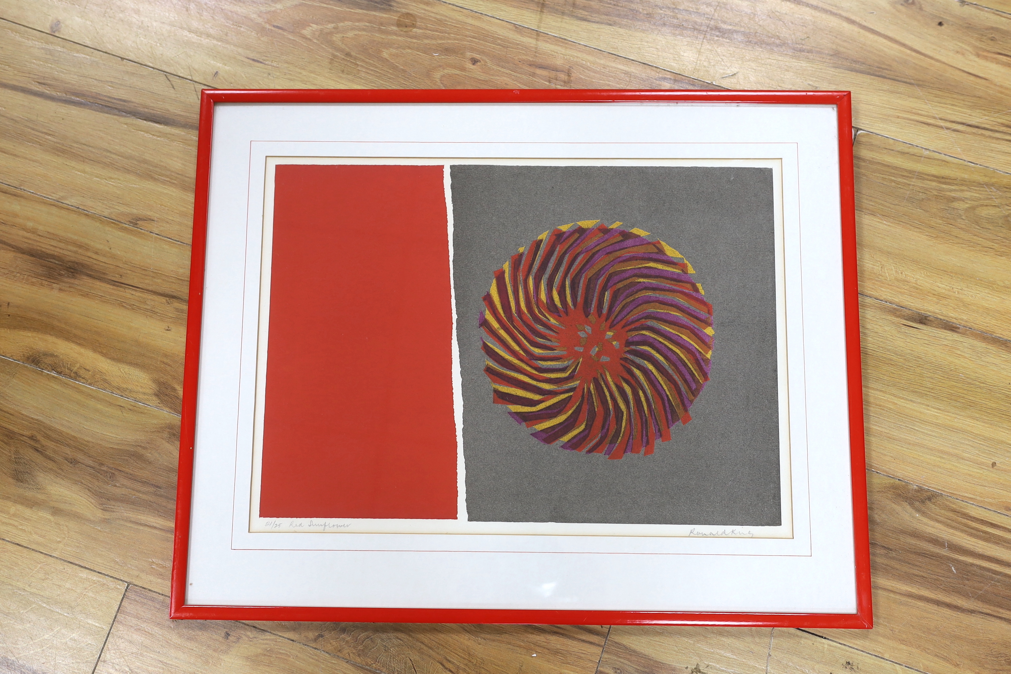 Ronald King (b.1932), colour screenprint, 'Red Sunflower', signed in pencil, limited edition 21/ - Image 2 of 4