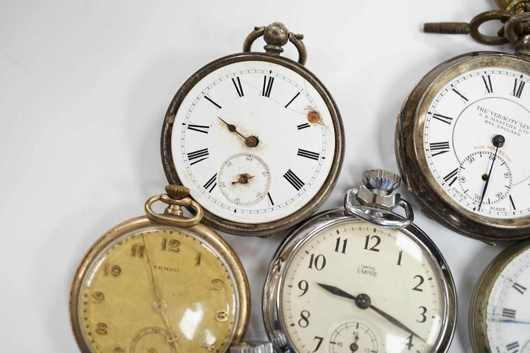 Six assorted pocket watches including silver 'The Veracity Lever' (a.f.) - Image 2 of 7