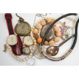 A quantity of assorted costume jewellery and other items including wrist watches, pocket watches and