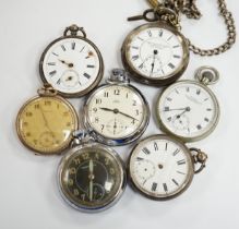 Six assorted pocket watches including silver 'The Veracity Lever' (a.f.)