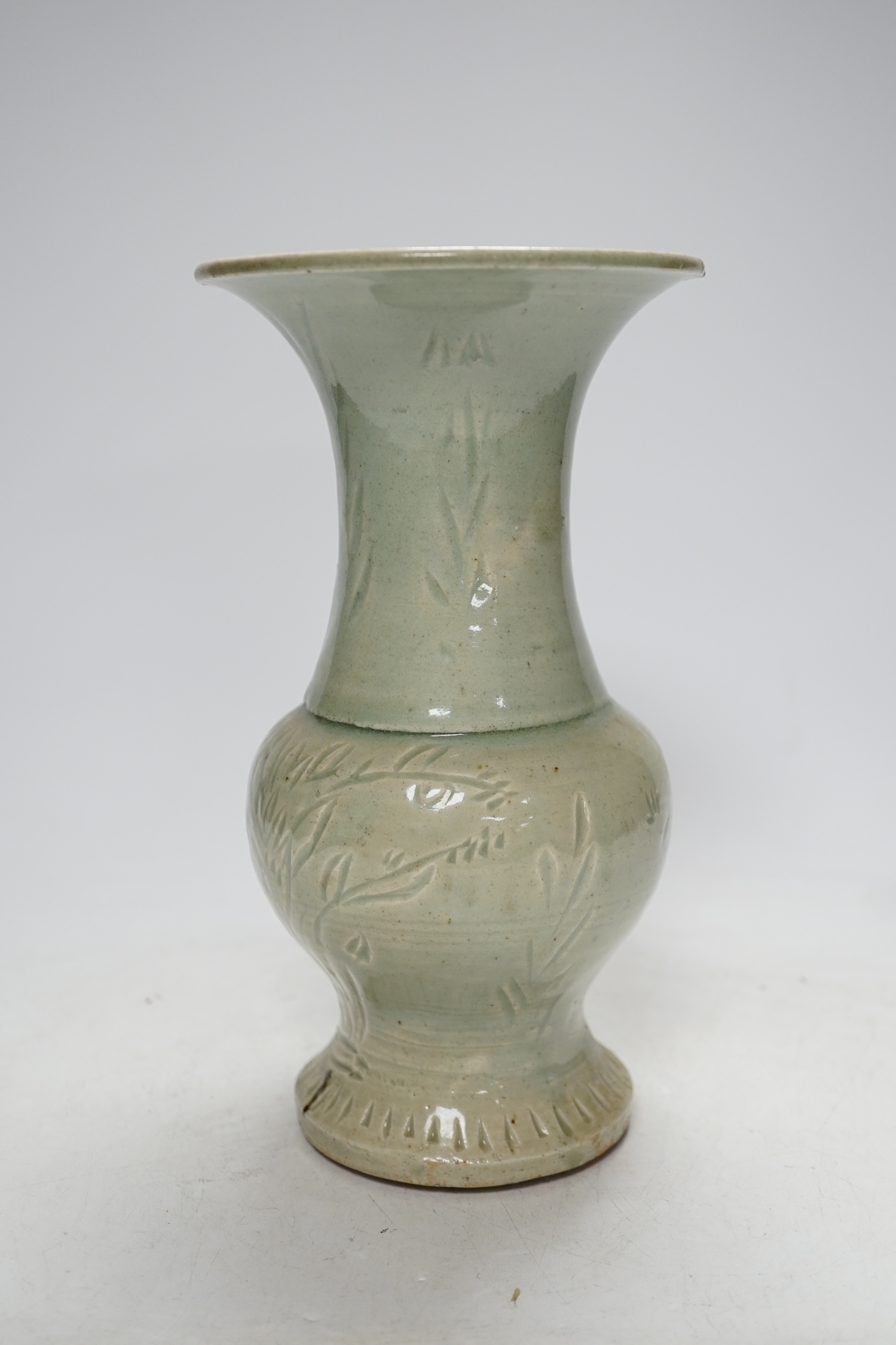 A Chinese celadon small yen-yen vase, probably Yuan dynasty, 23cm - Image 2 of 5
