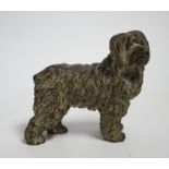 A cold painted bronze model of a dog, 11cm wide