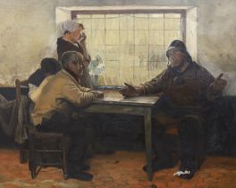 G. Beaumont, oil on canvas, Four figures in an interior, signed and dated 1891, 63 x 79cm