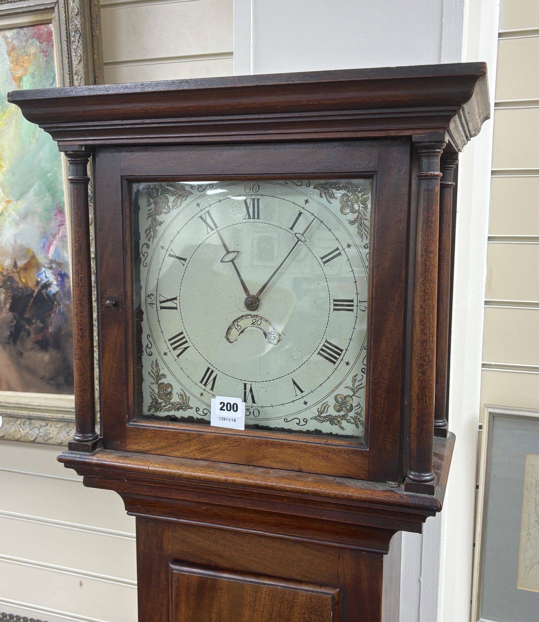 An early 19th century mahogany thirty hour longcase clock, height 191cm
