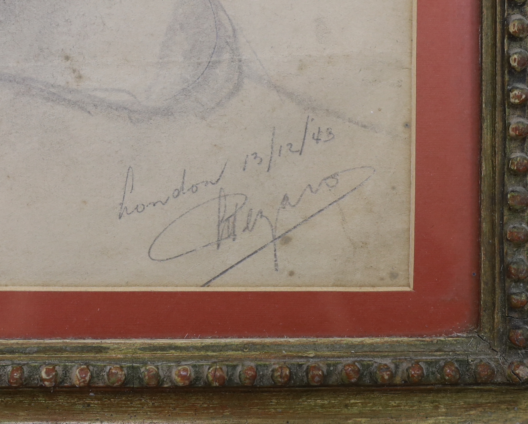Mid 20th century English School, pencil, Study of a young man, inscribed London 13/12/43, - Image 3 of 3