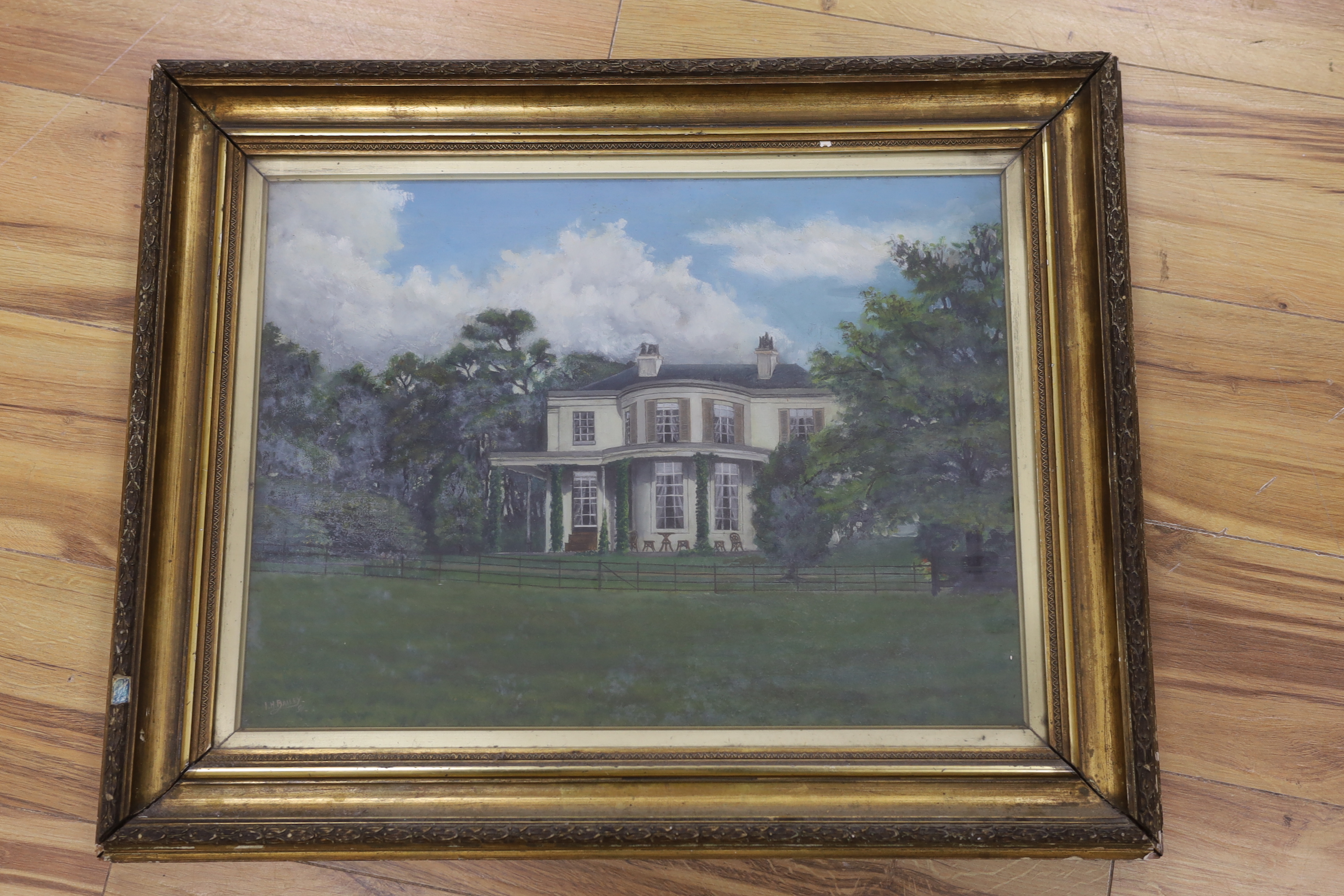 I. H. Bailey (20th century), oil on canvas, Georgian Country House and Garden, signed and dated '91, - Image 2 of 4