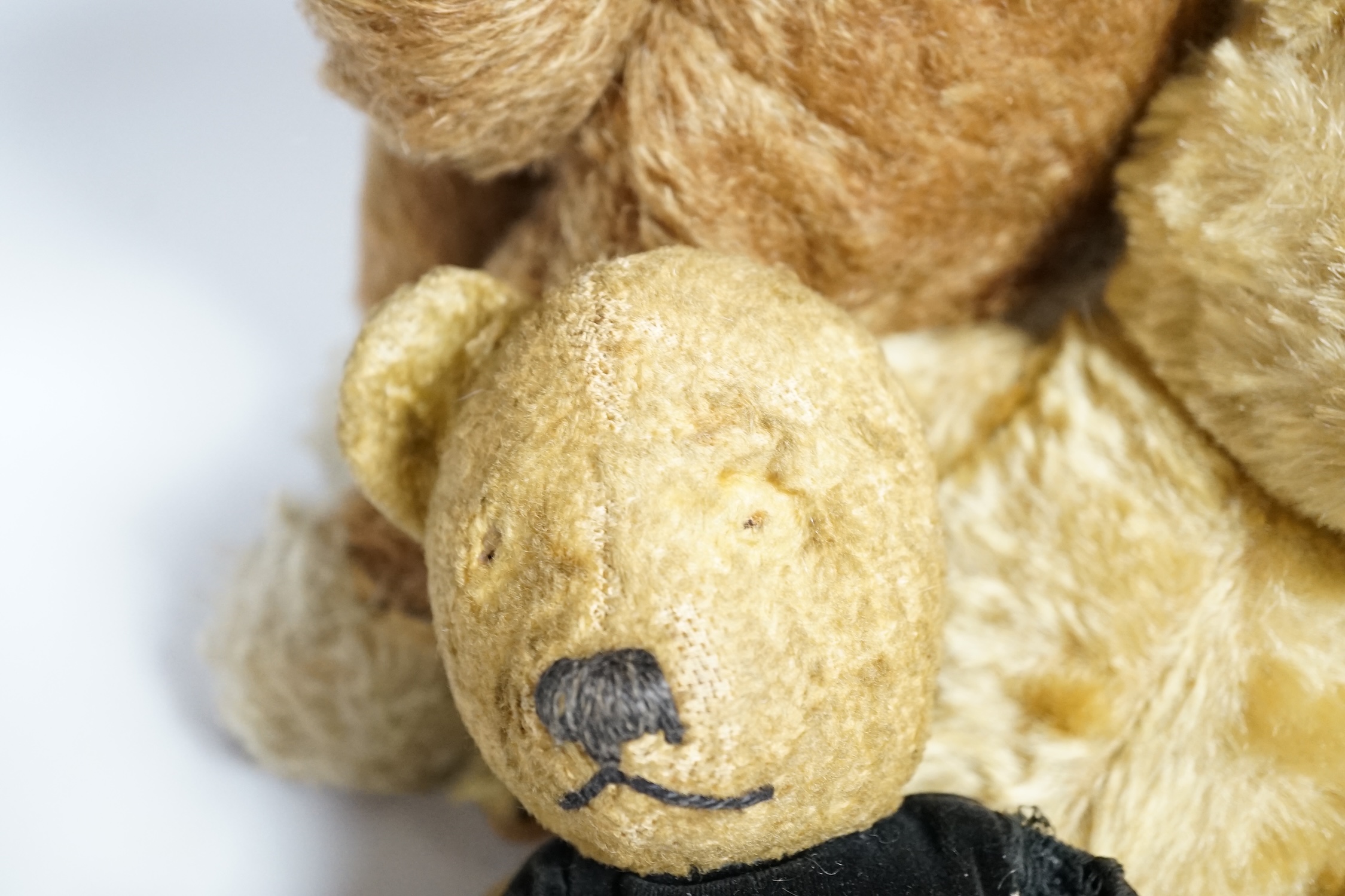 A Chad Valley teddy bear, 34cm high, a smaller bear in velvet clothes and a Merrythought horse - Image 4 of 8