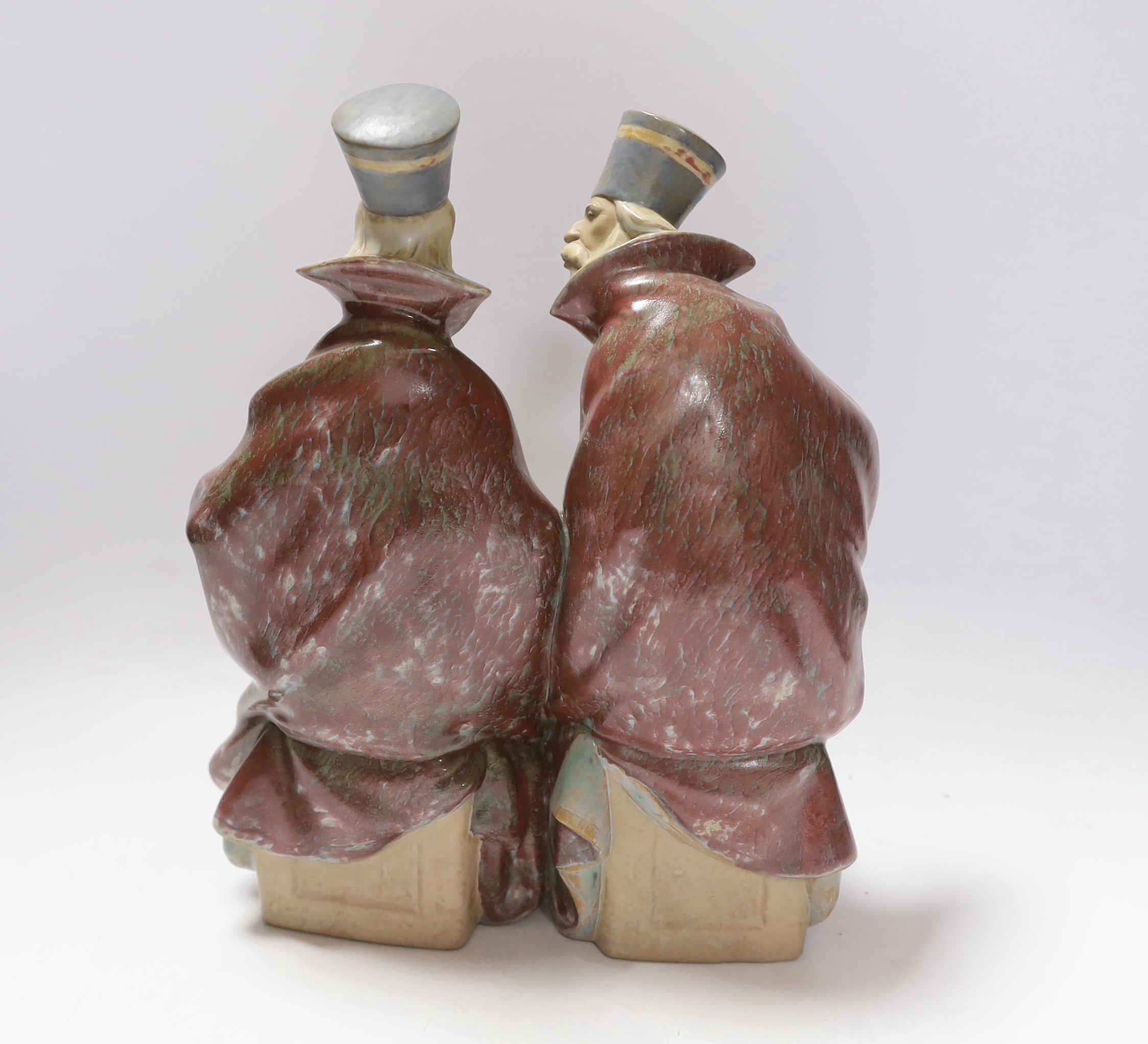 A Lladro stoneware group of two priests, 29cm - Image 2 of 3