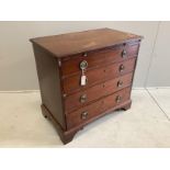 A small early 19th century four drawer mahogany chest with brushing slide, width 83cm, depth 47cm,