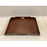 A Victorian brass mounted rectangular mahogany butler's tray, width 54cm, length 75cm