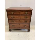 A small George III mahogany chest of four graduated drawers, fitted slide, width 76cm, depth 46cm,