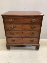 A small George III mahogany chest of four graduated drawers, fitted slide, width 76cm, depth 46cm,