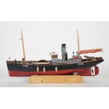 A kit-built Maxwell Hemmens pond yacht style model of a herring drifter, LT100, 120cm long, a well