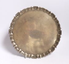 A George VI monogrammed silver salver with piecrust border, Chester, 1939 by Jay, Richard