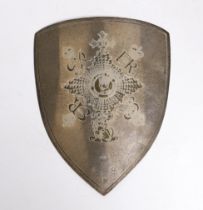 A modern silver shield plaque, engraved 'For God and The Empire. This shield honours membership in