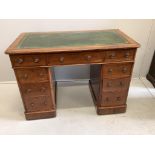A Victorian mahogany pedestal desk, width 106cm, depth 56cm, height 76cm